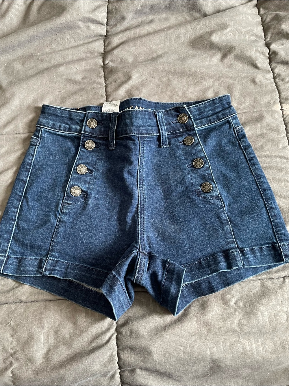 American Eagle Outfitters Dark Blue High-Waist Sailor Denim Shorts